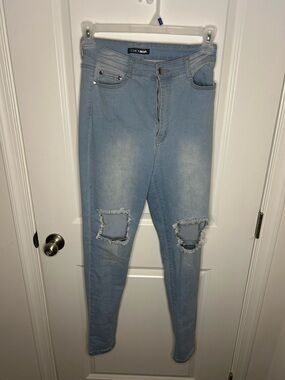 Fashion Nova Light Blue High-Rise Skinny Jeans Size 11